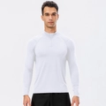Witte slim fit hardloopshirt met halve rits voor heren, ideaal voor fitness in de herfst - S / Wit