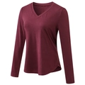T-shirt de yoga à manches longues col en V pour femmes en bordeaux chiné sport - S / Bordeaux