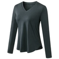 T-shirt da yoga a maniche lunghe da donna in grigio antracite melange con bordo curvo - S / grigio scuro