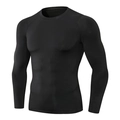 Camiseta de compresión negra de manga larga para hombre, alta elasticidad para gimnasio - S / Negro