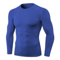 Camiseta de compresión azul real de manga larga para hombre con diseño de raglán - S / Azul
