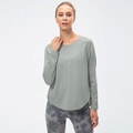 Women's loose fit long sleeve quick-dry yoga shirt in breathable light grey melange - S / Light Gray
