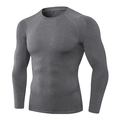 T-shirt de compression à manches longues pour homme en gris foncé à séchage rapide - S / Gris Chiné