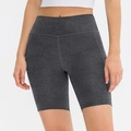 Pantaloncini yoga da donna a vita alta in grigio mélange con ampia fascia addominale - S / Grigio Misto