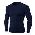 T-shirt de compression bleu marine à manches longues pour homme, sport et fitness - S / Bleu Marine