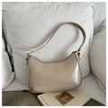 Sac sous le bras minimaliste en cuir PU beige avec texte embossé sur fond neutre - Kaki