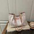 Sac fourre-tout chic à motifs d'étoiles beige et rose avec bandoulière chaîne dorée - Motif d'Étoile (Sans Pendentif) / Rose
