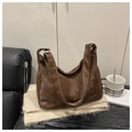 Large dark brown vintage PU leather hobo bag with wide shoulder strap for women - Coffee Without Pendant (6610-MC)