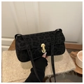 Klassische schwarze Leoparden-Unterachseltasche mit goldenem Verschluss und Riemen - Khaki