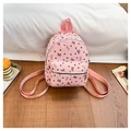 Mini zaino in velluto a coste rosa con cuori e fiocchi e spallacci regolabili - Rosa