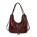 Dunkelrote Vintage Große Kapazität Kunstleder Tote Tasche mit Tennisschläger Anhänger - Weinrot (Mit Anhänger)