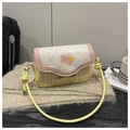 Sweet yellow and pink checkered mini crossbody bag with polka dot flap and bow detail - Apricot Yellow