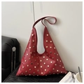 Borsa hobo rossa con borchie dorate e manico integrato in pelle per donna di tendenza - Rosso
