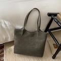 Sac cabas gris minimaliste en daim pour femme avec de longues anses et lettrage doré - Vert Sans Pendentif