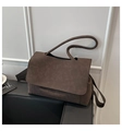 Bolso tote grande minimalista en ante marrón oscuro con asas largas para el hombro - Textura de Ante/Mate / Estilo 1 Café