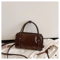 Bolso de mano chic color chocolate en cuero pulido con logotipo FASHION para mujer - café