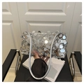 Sparkly silver sequin rectangular shoulder bag with slim straps for elegant party wear - Silver