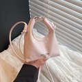 Pink patent leather crossbody bag with logo and thin shoulder strap for women - Pink