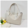 Minimalist large capacity tote bag in cream white leather with unique knotted handle detail - Off White