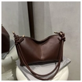 Minimalist dark brown tote bag with knotted shoulder strap and vertical stitching detail - Coffee