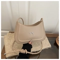 Elegante bolso de hombro media luna albaricoque con lazo metálico y correa anudada - Caqui
