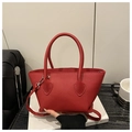 Bolso tote rojo con patrón de lichi, asas redondas y correa de hombro desmontable - Rojo