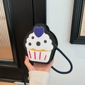 Mini colorful cupcake-shaped shoulder bag with heart detail and striped pattern for kids - Black