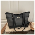 Ensemble de sacs cabas bicolores gris foncé et noir avec détail de boucle de ceinture - Noir
