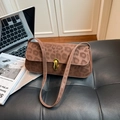 Borsa a spalla marrone leopardata con chiusura ovale dorata e design rettangolare chic - Marrone