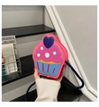 Detail of creative cupcake shaped crossbody bag with colorful PU leather finish - Pink