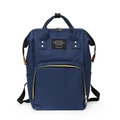 Navy blue multi-functional diaper backpack made of durable oxford cloth with gold zippers - Blue