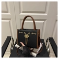 Zweifarbige Handtasche aus schwarzem und braunem Leder mit goldener Kette - Schwarz
