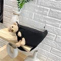 Cute black canvas waist bag for women featuring a 3D plush bear doll and zip closure - Black