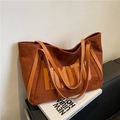 Sac fourre-tout en daim marron avec lettres HUNT en relief et anses en cuir - Marron