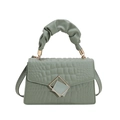 Sac à bandoulière chic vert gaufré crocodile avec poignée plissée et boucles carrées - Vert