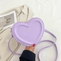 Sac bandoulière cœur violet clair chic avec lettrage doré et fine bandoulière réglable - Violet