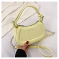 Borsa a spalla a mezzaluna giallo limone in pelle PU con manico a nodo e catena - Giallo