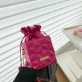 Rose red box crossbody bag with 3D geometric texture and golden chain strap - Rose Red