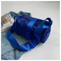 Borsa a cilindro in nylon blu reale con tracolla regolabile per sport e palestra - Blu
