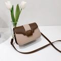 Petit sac bandoulière minimaliste bicolore marron et beige en similicuir élégant - Kaki avec Marron