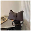 Sac à main rétro marron foncé avec texture crocodile et poignée tressée pour femmes - Brun Foncé