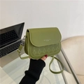 Minimalist matcha green crossbody bag with elegant diamond pattern and fashion trend logo - Green