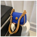 Sac bandoulière carré minimaliste en bleu roi éclatant avec finitions marron - Bleu