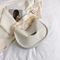Creamy white hobo shoulder bag in nylon fabric with adjustable wide strap and logo patch - Off-White Without Pendant