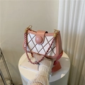 Chic quilted chain bag in pink and white color block with dual shoulder straps - Pink