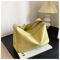 Minimalist soft PU leather crossbody bag in cream yellow with metal zipper closure - Yellow