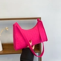 Fuchsia felt underarm bag with geometric embossed pattern and matching shoulder strap - Rose Red