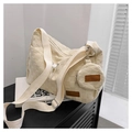 Chique beige geweven draagtas met bijpassende ronde portemonnee en brede riem - Khaki