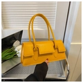 Sac sous le bras structuré jaune vif minimaliste en cuir PU de haute qualité - Jaune