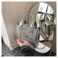 Mini sac à main argenté avec texture crocodile et finition métallisée en bandoulière - Argenté